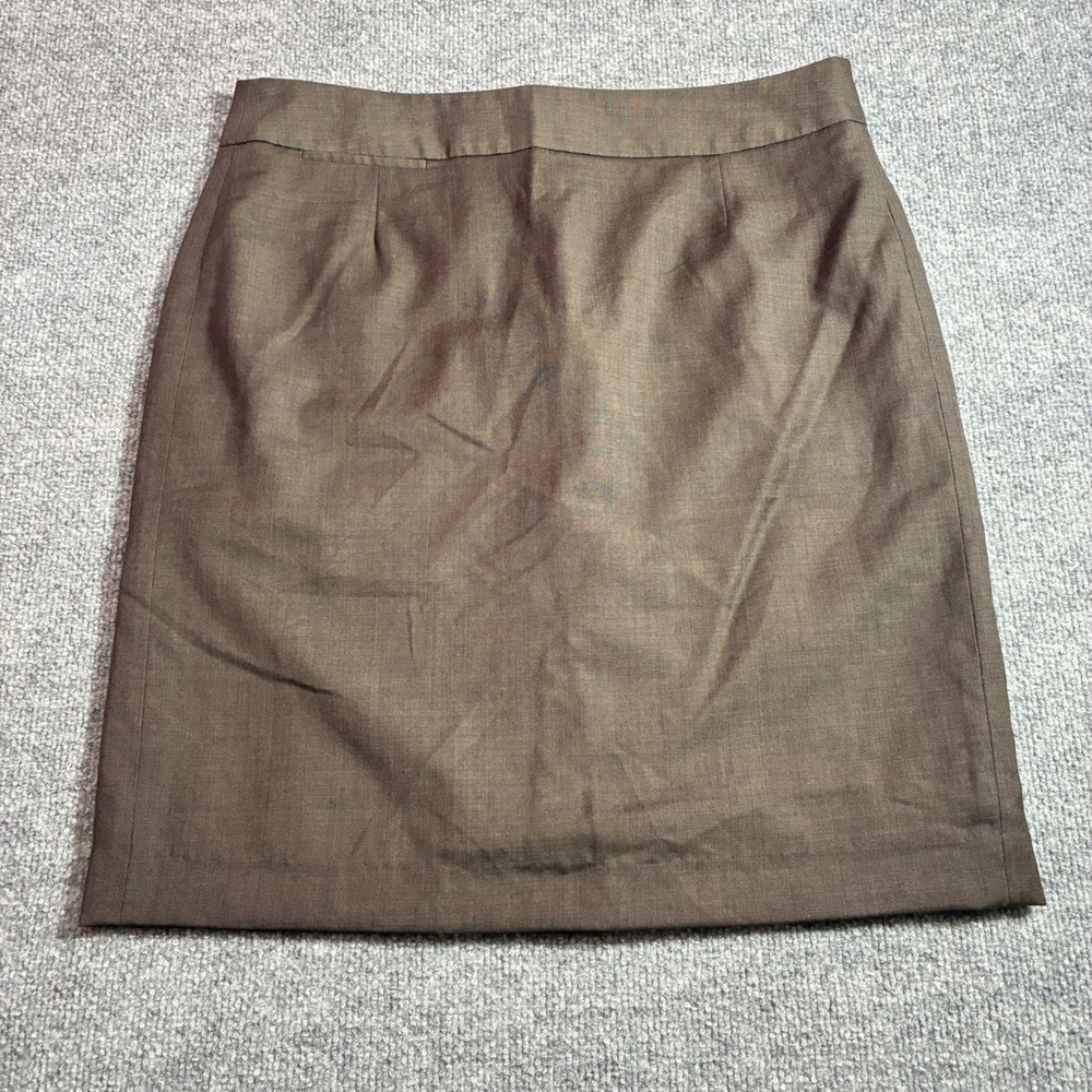 Anne Klein Platinum Pencil Skirt Womens 12‎ Brown Wool Blend Professional